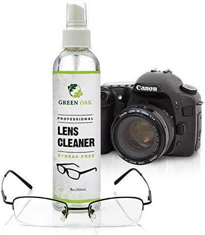 Комплект спрейове за почистване на лещи – Професионален спрей за почистване на лещи Green Oak с кърпички от микрофибър – Най-подходящ за очила, фотоапарати и обективи - Безопасно отстранява отпечатъци от пръсти, прах,