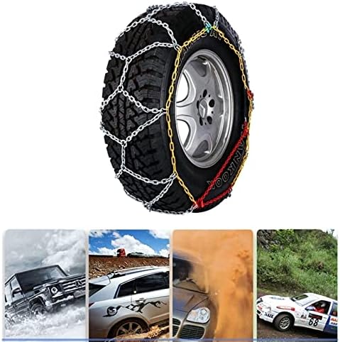 Автомобилни вериги за сняг QQLONG (2 бр) - Здрави всесезонни мини верига за автомобили, джипове, гуми за извънредни ситуации и за пътуване по пътищата, 650 × 16 (Цвят: A)