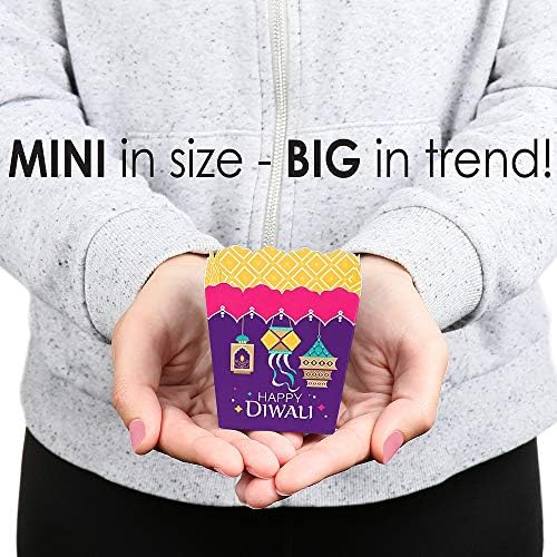 Голяма точка щастие Честит Дивали - Мини Кутийки за подаръци за партита - Фестивал на Светлините, Кутии за бонбони за партита - Комплект от 12