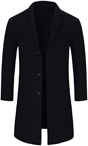 Якета OSHHO за жени - Мъжки палта с ревери и външни джобове (Цвят: Черен Размер: X-Large)