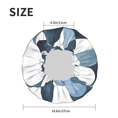 Дамски Множество Шапка За Коса С Еластична Подолом Абстрактно Скандинавски Сини Геометрични Цветове, Двупластова Водоустойчив Шапка За Душ, Шапка За Баня