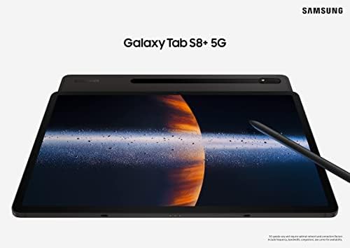 Таблет SAMSUNG Galaxy Tab S8 + 5G LTE на VERIZON Android, 12,4-инчов голям AMOLED екран, 128 GB памет, Wi-Fi 6E, Сверхширокая помещение, S Pen комплект, батерия продължително действие, графит -SM-X808UZAAVZW (обновена)