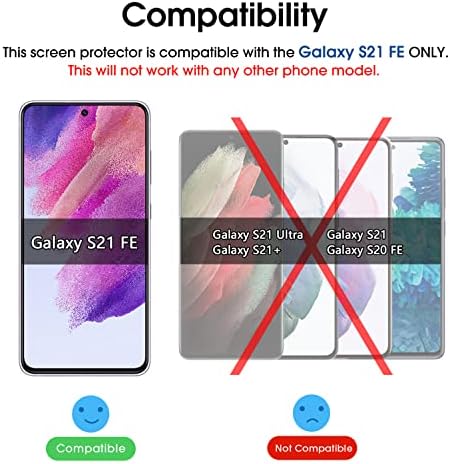 amFilm (3 опаковки) е Съвместим с Samsung Galaxy S21 FE (Fan Edition 5G 2021) Защитен слой от закалено стъкло с комплект за лесна инсталация, HD прозрачна, подходяща за корпуса, без мехурчета от надраскване
