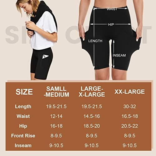 GAYHAY 3 Опаковки Байкерских къси панталони с джобове за жени - 8 Байкерские Шорти с Висока Талия за тренировки, Йога, Бягане, Фитнес зала