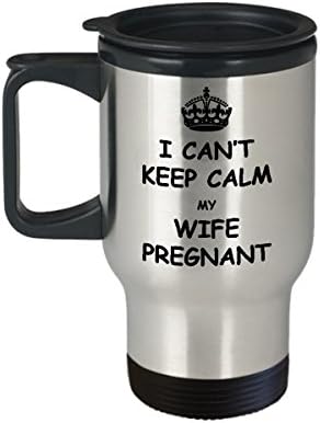 Обява за бременност Кафе Пътна Чаша за Най-Забавна Уникална Чаша за чай е Идеална идея за семейството и приятелите, не мога да запази спокойствие жена ми е бременна