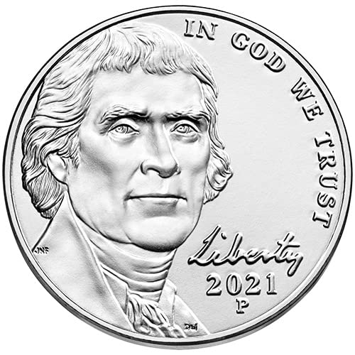 Монетен двор на САЩ 2021 година на издаване Jefferson Nickel Choice Без лечение
