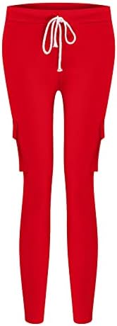 Дамски Панталон с висока талия CHGBMOK, Стегнати Ластични Панталони с джоб с капак, Дамски Панталон-молив, Удобни Спортни Панталони
