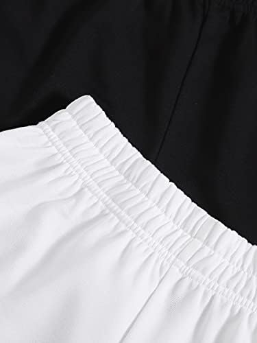 Дамски къси панталони SCICOO, 2 опаковки, обикновена спортни къси панталони с еластичен ластик на талията (Цвят: черно-бял, Размер: X-Large)