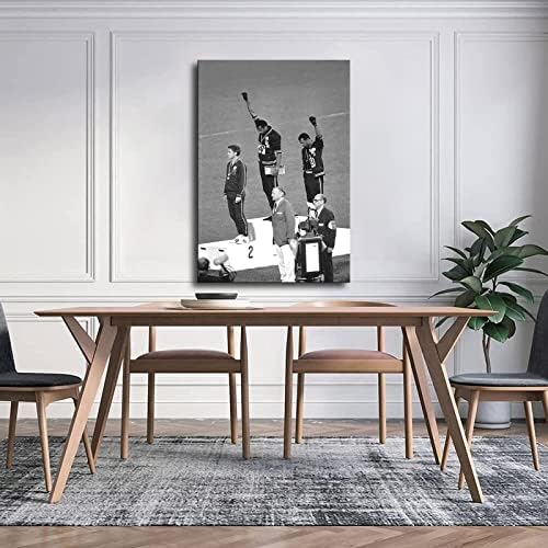 Олимпийски Игри 1968 Черен Тегло Поздрав Печат на Плакат Платно Картина Печат на Стенно Изкуство Модерен Клас Кухня, Спалня Естетически Украса на Стаята на Момчетата на Жената Подарък без рамка (08 × 12 см -Без рамка)