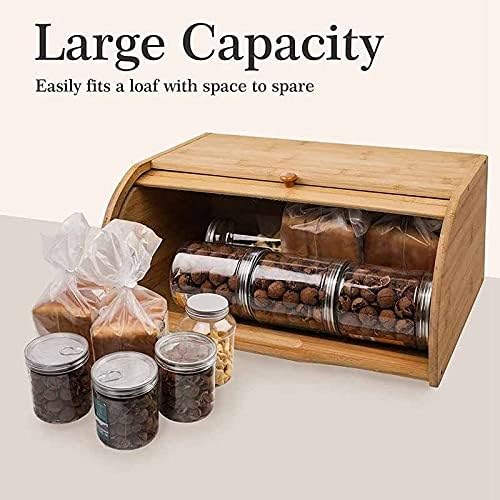 UXZDX Бамбук Кутия За съхранение на Хляб с Капак и скоба, Хлебница, Горна Кухненски Кутия За Съхранение на Продукти, Кутия За съхранение на прах