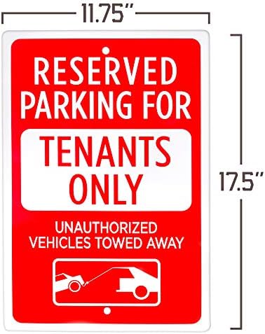 Зарезервированная паркинг - Знак Само за наематели, 3 комплект 18 x 12 | Отразяваща Ограничителни Предварително Просверленный Метален Промишлен Предупредителен Знак за Частна собственост, паркинги, пътища за жилища,
