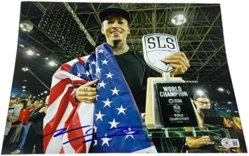 Найя Хюстън е Подписала Снимка с Автограф 11x14 олимпийски скейтбордист Бекет COA