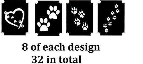 Колекция от шаблони за татуировки котки и кучета (32 шаблон за airbrushing с пайети за татуировки, отпечатъци от лапите на котки и кучета)