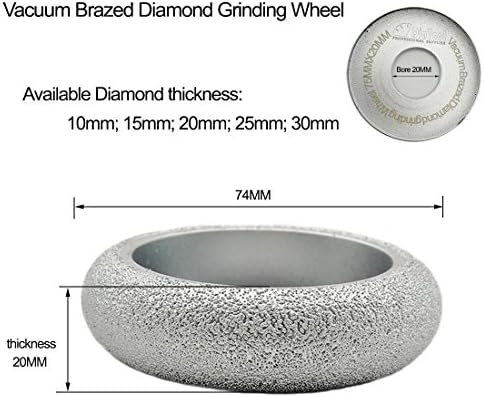 Diamond шлайфане кръг DIATOOL 3 инча/75 мм с изпъкнала крива, припаянный за камъни, абразивни шлифовъчни диск с вакуумно запояване, Ръчно diamond circle Шкурка 60 (височина диамант 20 мм)