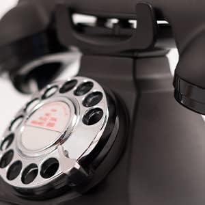 Класически ретро телефон GPO 200 - Отточна тръба на шарнирна връзка циферблат, Текстилен Кабел, Традиционният Разговор - Черен