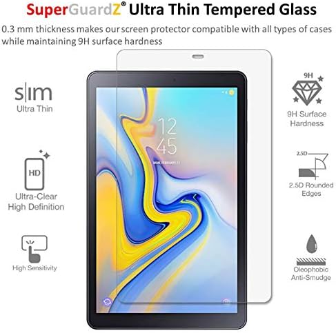 [Комплект от 2 теми] Защитно фолио за дисплея на Samsung Galaxy Tab A 10.5 [Закалено стъкло], SuperGuardZ, 9H, 0,3 мм и 2,5 D със заоблени ръбове, защита от надраскване, от образуването на мехурчета [Доживотна подмяна]
