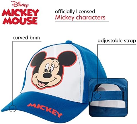 Бейзболна шапка с Мики Маус за момчетата на Дисни - 2 опаковки с 3D Герой, шапка с Извит полета и каишка отзад (2T-7)