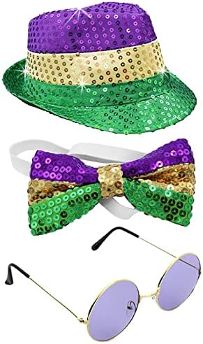 Нов MD Карнавал, 1 бр., Шапка за възрастни * 1 чифт очила * 1 папийонка, Комбиниран комплект, Вечерни Танцови изпълнения, Мъжка Лятна шапка (Зелен, един размер)
