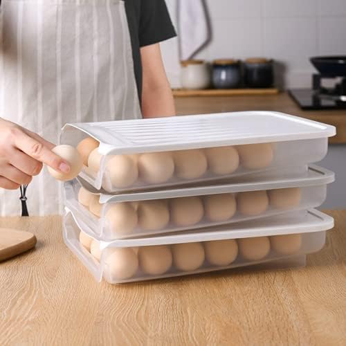 Автоматична кутия за съхранение на яйца в картонена опаковка с капак, може да се припокриват една Пластмасова Кутия за съхранение От Сблъсъци, Кутия за съхранение на прясна храна в Хладилника (черен)