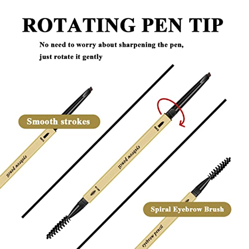 3 Различни молив за вежди, лесно създават естествени вежди и се държат по цял ден, 3 в 1: Молив за вежди * 3, светло кафяво -0420007