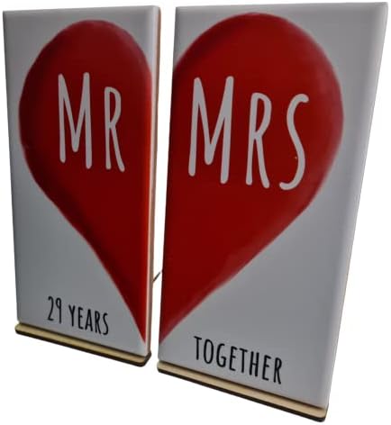 Г-н и г-жа 29 години заедно - 29-те украса от двойни плочки (без поставка) mrmrs29