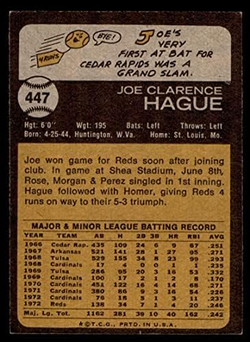 1973 Topps 447 Джо Предупрежденията на Синсинати Редс (Бейзболна картичка) EX/MT + Maya