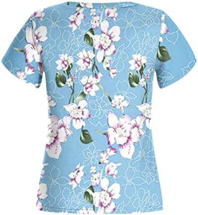 Лятна тениска за жени, Дамски Блузи с V-образно деколте и ръкав-Листенца, Ежедневни Свободна Блуза с Флорални Принтом, Модерен ризи Свободно намаляване на