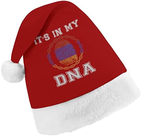 Плюшен Коледна Шапка с Флага на Армения DNA Палави и Сладки Шапки на Дядо Коледа с Плюшени Полета и Удобна Подплата Коледна украса