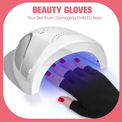 WLLHYF Анти-UV Ръкавици за Гелевой лампи за нокти, Професионални Защита, Овлажняване на Ръкавици Без Пръсти, Аксесоари за дизайн на ноктите, Направи си сам, Грижи за кожата, Защита на Ръцете за дома и улиците (1 чифт)