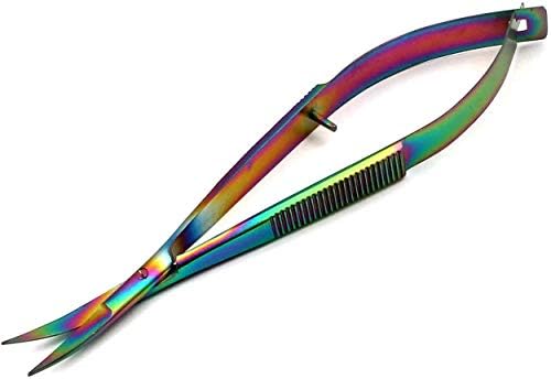 Ножици за бродиране цветна дъга бродерия - Пружинящие Ножици 4,5 инча - Неръждаема Стомана, Извита съвет, ножици за нарязване на конеца - От OdontoMed2011