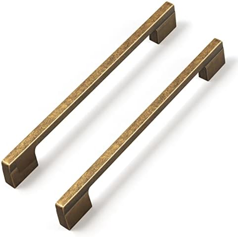 Реколта Месингови дръжки за чекмеджета Goo-Ки с дупки 6-1/4 инча (160 мм) или 7-1/2 инча (192 мм) в центъра, Дръжки за шкафове от масив Антични Бронз в опаковка от 6 теми 1816-160-GT