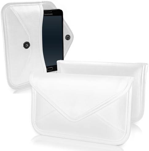 Калъф BoxWave, който е Съвместим с vivo V21 5G (Case by BoxWave) - Луксозни Кожена чанта-месинджър, чанта-плик от изкуствена кожа за vivo V21 5G - Цвят слонова кост, Бял