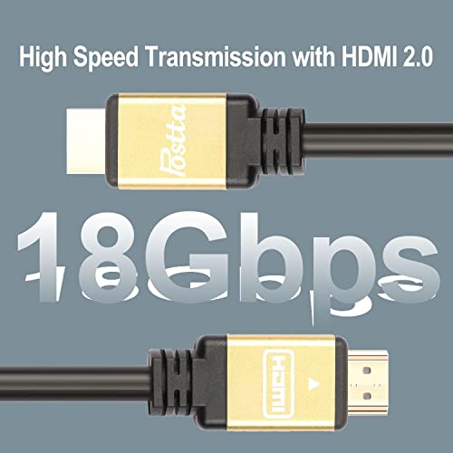 Кабел Postta HDMI 30 Метра Кабел HDMI 2.0 V с 2 бр. Кабелни стяжками + 2 Броя Адаптери HDMI Поддържа 4K 2160P, 1080P, 3D, възстановяване на звука и Ethernet Златни