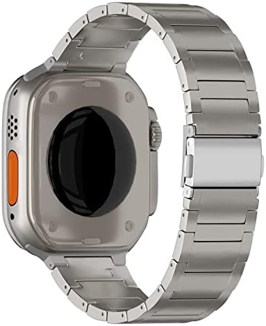LDFA Съвместим за Apple Watch Ultra Band 49 мм Титан Метална гривна с цельными звена, Подмяна на Въжета за iWatch, който е Съвместим за Apple Watch Серия 8/7, каишка 45 мм 44 мм, сребристо-сив