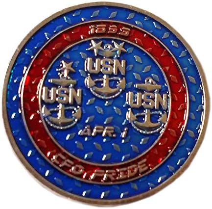Възпоменателна монета USN Navy Ask the Chief PRIDE - Червено-Синьо-Сребристо - В чест на Услугата и Герои