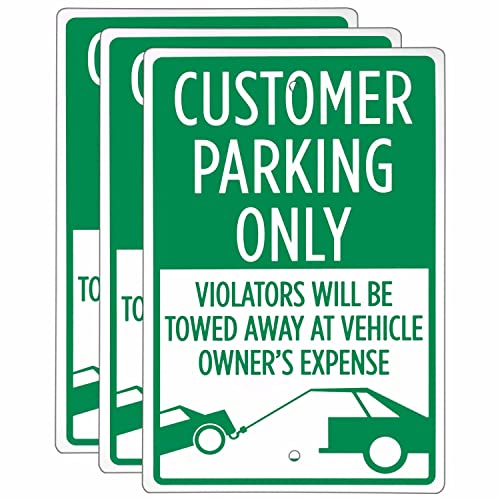 Знак Паркинг само за клиенти (3 комплекта) - Алуминиев предупредителен знак с размери 18 x 12 см За паркинги, частни веранди и предприятия
