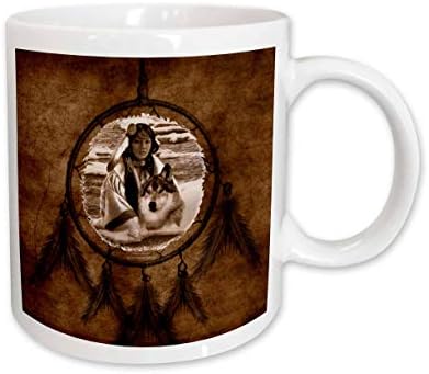3розово-кафяв индейский Вълк По мотиви от картините на Мартин Басмаджяна Керамична чаша, 11 грама