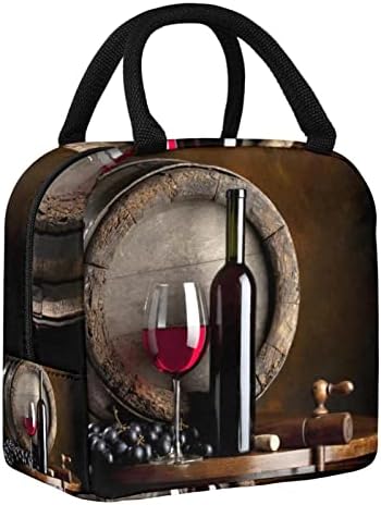 Чанта за обяд GUEROTKR за Мъже, Изолиран Обяд-Бокс, Кутия за Обяд за Възрастен, ретро модел бъчва червено вино