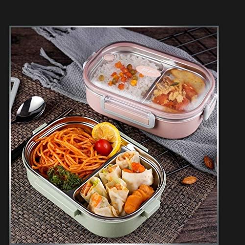 PDGJG Thermal lunch box - Изолиран Bento-обяд-бокс, Фланец Обяд-кутия от неръждаема стомана с Изтичане на кабинета, С лъжица от неръждаема стомана (Цвят: синьо)