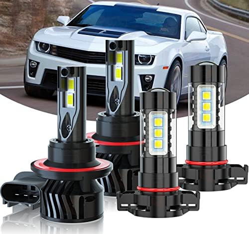 APLJZHZQ Подходящ за CHEVROLET CAMARO 2010 2011 2012 2013 Led Светлини Лампа, 9008 H13 led Лампи на Далечни разстояния/Къси Светлини + 5202 Led Фарове за мъгла Комбо, 6500 До Бяло 20000LM, Водоустойчив IP67, опаковки