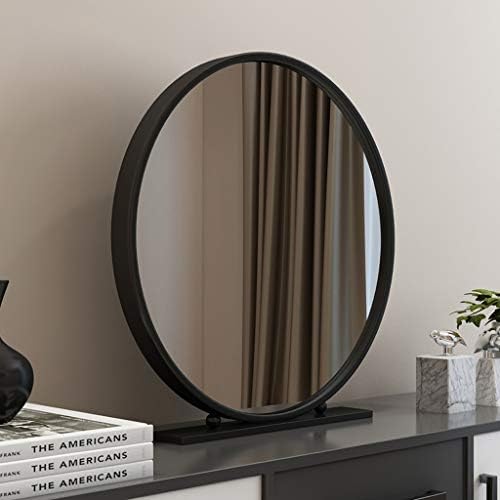 Бяло тоалетен огледало със стойка, плот, Настолни огледала с висока разделителна способност в Метална рамка, Голям/Модерен Тоалетка, огледало за красота, огледало за грим (Цвят: бял, размер: 70 см)
