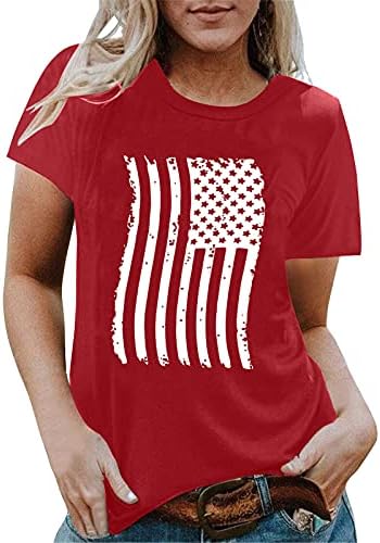 На 4 юли Тениски, Ризи за Жени, Тениска с Къс Ръкав и V-Образно Деколте, Американски Флаг, Ленти, Вратовръзка-Боя се, Патриотическая Блуза, Топ