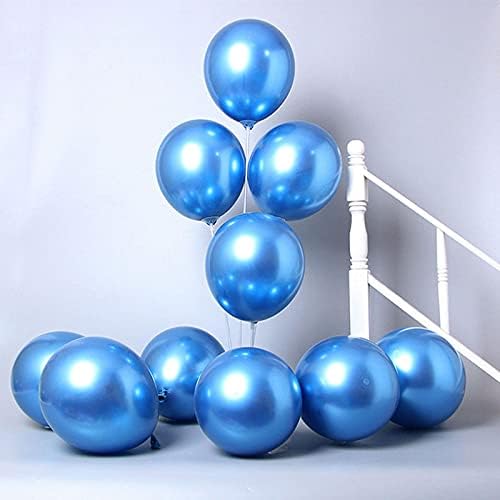 MOXMAY 18 инча 10 бр Хромирани Метални Вечерни Балони Дебели Блестящи Латексови балони за Рожден Ден, Сватба, Годишнина на Участието на Бала Детски Душ Коледен фестивал Вечерни Аксесоари (Син)