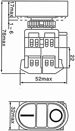 UNCASO 1бр APBB-22N-25N Пусково-Спиране на Двоен Бутон превключвател с led лампа (инсталация отвор 22 мм, 25 мм) (DC12/24/36 AC220/380V) (Цвят: 24)