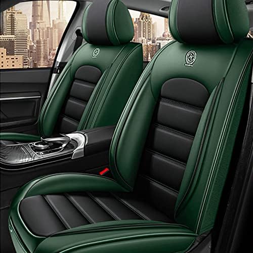 Калъфи за автомобилни седалки Iceleather за Mercedes-Benz M-Class 1998-2015, Водоустойчив Мек Дишащ Калъф за седалка от изкуствена кожа с джобове за съхранение (черен и зелен, предни комплект)
