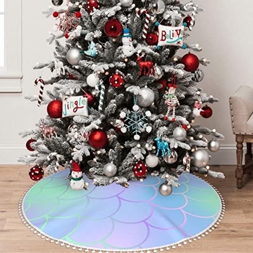 Пола за Коледната елха с тапицерия pom-помераните Magic-Русалка-Риби, Везни-Празнична Коледна Украса за дома 30