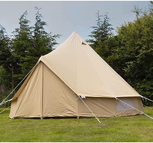 Палатка HAIBING 3 м/4 м Памучен Холщовая палатка-камбанка с 4 прозорци, Тежки Палатка-Юрта, Къмпинг, Семеен Вигвам, Палатка за къмпинг (Цвят: кафе, размер: 300X300X200 см)