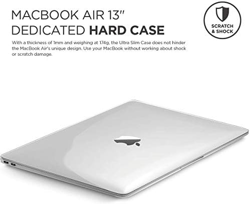 ултра тънък твърд калъф elago, съвместим с MacBook Air 13 инча [A2179 / A2337] [Версия 2020] [Прозрачен] - Пълна защита, без голям обем, достъп до всички функции