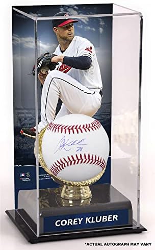 Бейзболна витрина с автограф Кори Клубера Кливланд Индианс и Златни Ръкавици с участието на Бейзболни топки с автографи