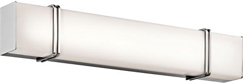 Kichler Impello 30.25 Led Линеен лампа за тоалетна маса с Матирано Травленым Бяло Стъкло, Хром